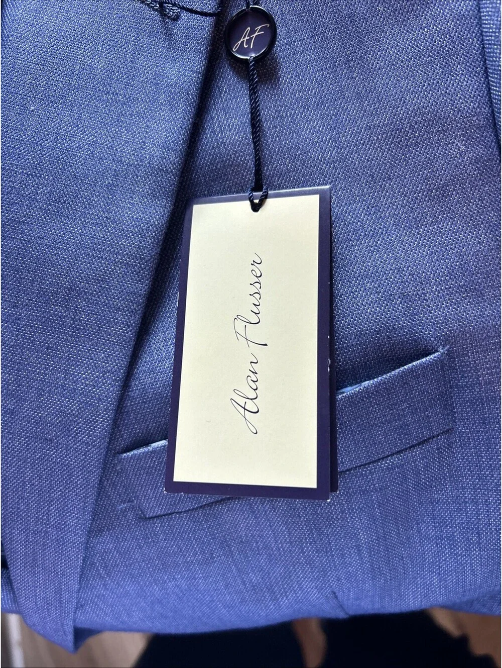 Alan Flusser Size L NWT Blue Sports Coat Blazer Lined Pockets Single Breasted
